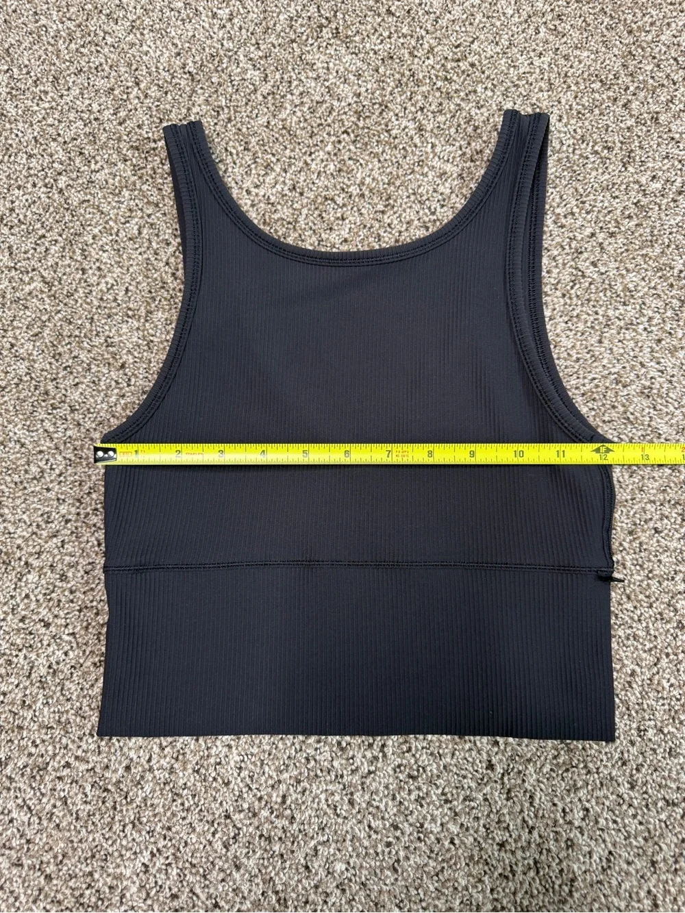 Lululemon Tank Ribbed Power Pivot Black Cropped High Neck Size 4